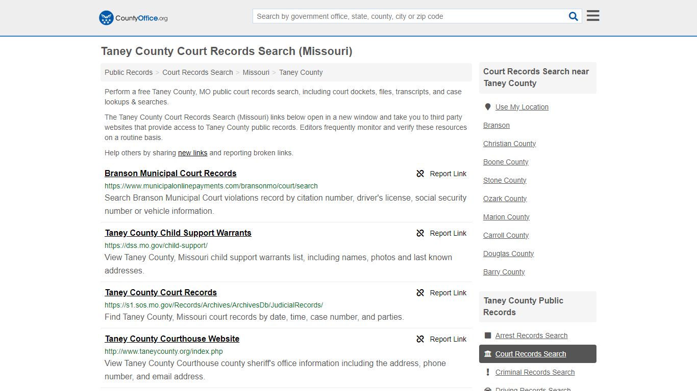 Taney County Court Records Search (Missouri) - County Office