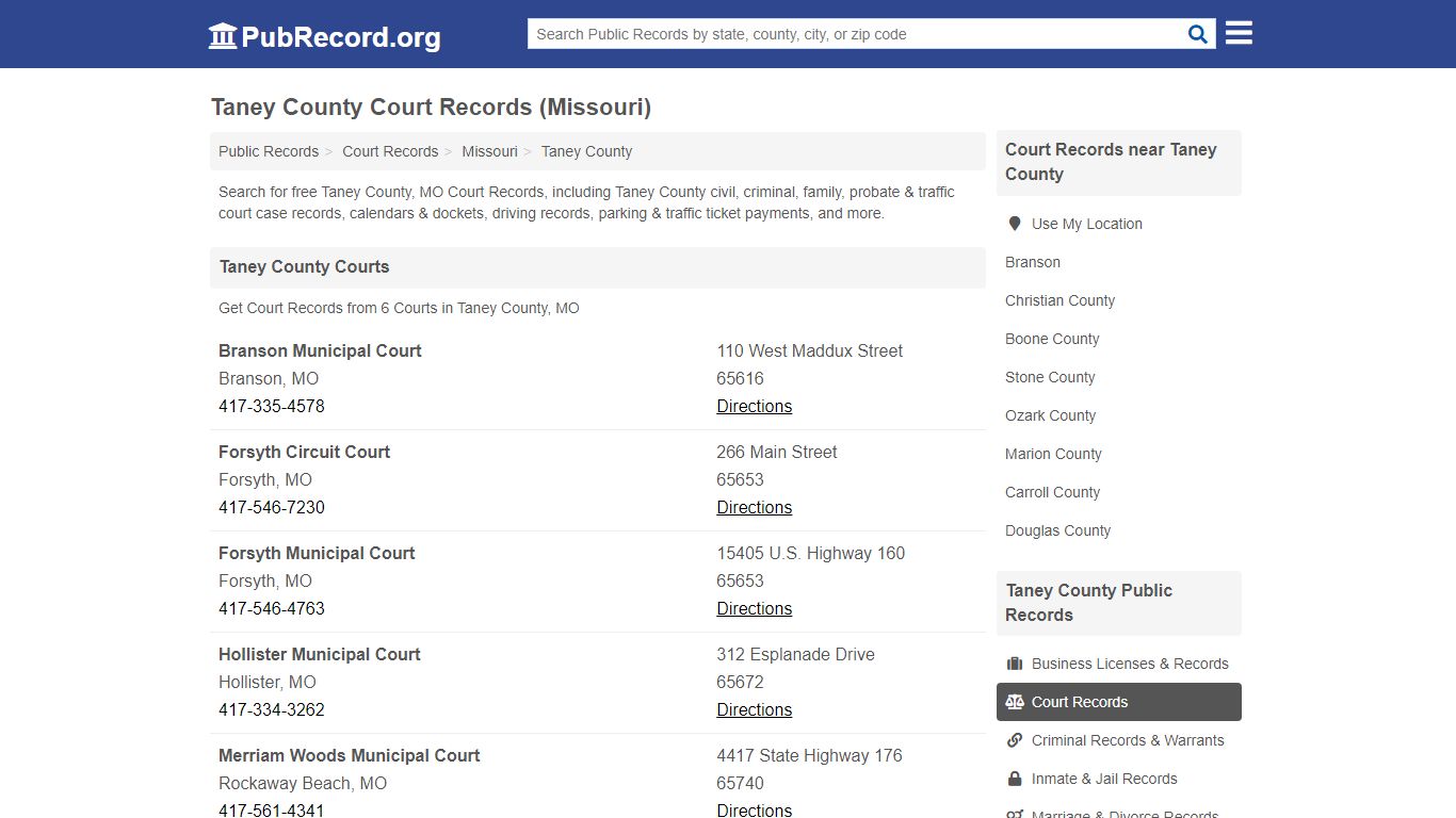 Free Taney County Court Records (Missouri Court Records) - PubRecord.org